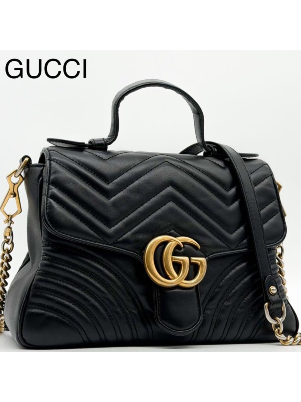 Gucci GG Marmont 2-Way Shoulder Bag Quilted Leather